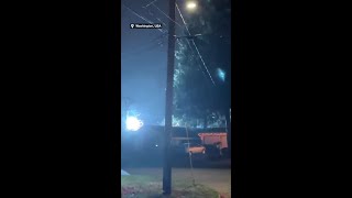 Power lines spark as massive cyclone uproots trees [upl. by Raffo167]