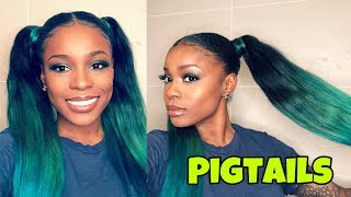 How to Slay Two Ponytails w weave  No GLUE  K Collection Hair [upl. by Autry550]