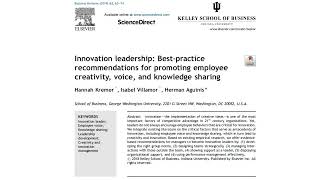 Learn how leaders can create motivate and sustain innovation in their organizations [upl. by Sayer]