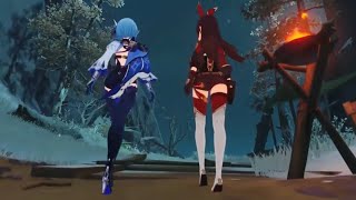 Eula and Amber walking together Genshin Impact [upl. by Fidelity645]