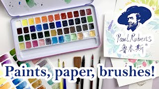 Review amp Demo  Meiliang Watercolor Palette Sparkly Cotton Paper Great Brushes from Paul Rubens 🎨 [upl. by Luht]