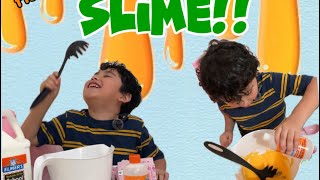 Haciendo slime😱🧡Parte 1Mi primer video🥳slime videosparaniños español [upl. by Jonny]