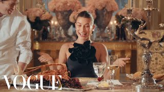 Hailey Bieber Eats 10 Traditional French Dishes  Mukbang  Vogue India [upl. by Lyram326]