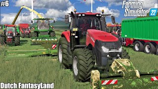 MOWING GRASS SILAGE and COLLECTING GRASS BALES W CASE IH │Dutch FantasyLand│FS 22│6 [upl. by Karola]