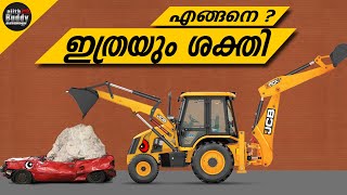 JCB Working Explained  ExcavatorsBackhoes amp Its Hydraulic Systems Explained in Malayalam  Ajith [upl. by Notyal]