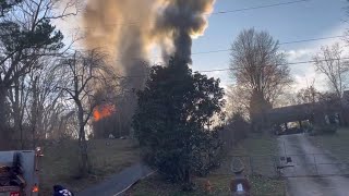 Firefighters battling WinstonSalem house fire [upl. by Saire]