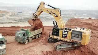 Huge Caterpillar 6015B Excavator Loading Trucks With Two Passes  Sotiriadis Mining Works [upl. by Arlee]