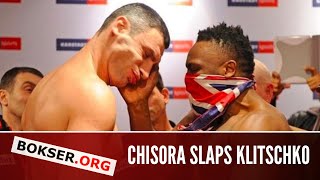 Chisora slaps Klitschkos face Weighin in Munich [upl. by Aubin]