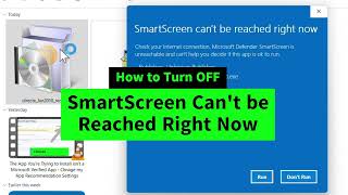 How to Turn OFF SmartScreen Cant Be Reached Right Now Notification While Installing Apps [upl. by Klarika842]