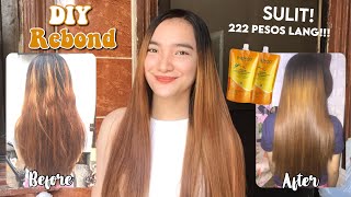 DIY REBONDING MY HAIR AT HOME USING BREMOD FOR ONLY 222 PESOS TIPID  DENAYS ANN [upl. by Aihsekyw]