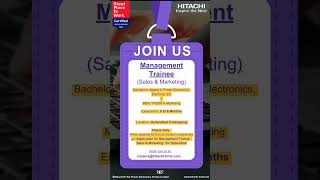 Hitachi Management Trainee  Freshers Job  Engineering Jobs engineering [upl. by Chavaree]