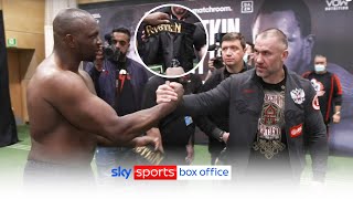 RESPECT 👊 Dillian Whyte swaps fight shorts with Team Povetkin [upl. by Priebe501]