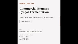 Commercial Biomass Syngas Fermentation  RTCLTV [upl. by Aicilana]