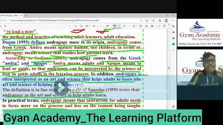 Concept of Andragogy in Education Meaning PrinciplesGyanAcademyTheLearningPlatform [upl. by Zorine]