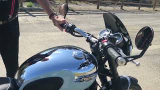 ￼New Triumph t120 Bonneville ride review chrome edition with Ohlins suspension and accessories [upl. by Lyris422]