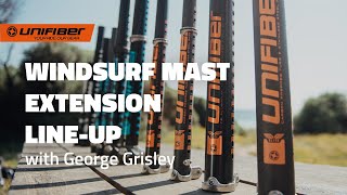 Windsurf Mast Extension Lineup with George Grisley  Unifiber Windsurfing Accessories [upl. by Arahahs]