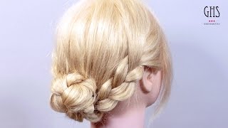 【３つの毛束をクルッと入れるだけ】三つ編みでつくる簡単アップヘアアレンジ [upl. by Haila]