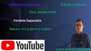 Variable Separable  differential equation  bca maths  viralvideo  education AKRaushan [upl. by Simona]