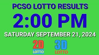 2pm Lotto Results Today September 21 2024 ez2 swertres 2d 3d pcso [upl. by Slavic]