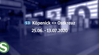 SBahn Berlin Bauinformation 2020 Köpenick – Ostkreuz S3 [upl. by Connie]