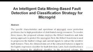 An Intelligent Data Mining Based Fault Detection and Classification Strategy for Microgrid [upl. by Allveta]