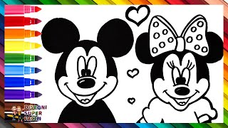 Disegnare E Colorare Topolino E Minni ⚫⚫❤️⚫🎀⚫ Disegni Per Bambini [upl. by Carrol929]