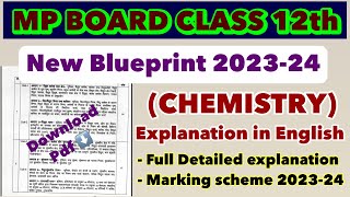 Mp board class 12th chemistry blueprint in English 202324 Mp board syllabus 2024 [upl. by Eivets]