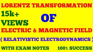 LORENTZ TRANSFORMATION OF ELECTRIC amp MAGNETIC FIELD  TRANSFORMATION OF E amp B  WITH EXAM NOTES [upl. by Rambert]