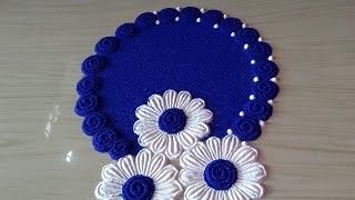 Easy and beautiful rangoli design  attractive rangoli for navratri  royal blue color rangoli [upl. by Namrehs]