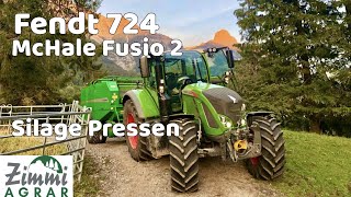 Silage Pressen mit Fendt 724 mit McHale Fusion 2Zimmi Agrar [upl. by Leigh]