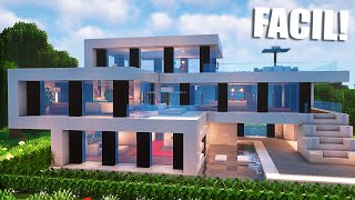 ✅Cómo hacer una casa MODERNA en Minecraft🏡 FÁCIL Y RÁPIDO 12 [upl. by Ylrebma]