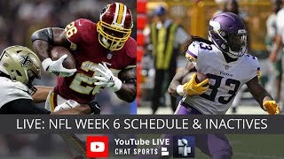 NFL Week 6 Live Streaming Of Injury Info For NFL Games Today NFL Schedule amp NFL Inactives [upl. by Borek221]