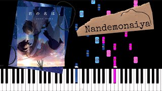 Kimi no Na wa OST  Nandemonaiya Theishter arr  Piano Tutorial [upl. by Ahoufe]