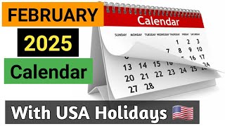 Feb 2025 Calendar US 🇺🇸  February 2025  2025 Calendar With Holidays  Valentine Day 2025 [upl. by Aratahs]