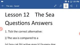 Sankardev Shisu Niketan Class 8 English Lesson 12 The Sea Questions Answers with Assamese explanati [upl. by Ianaj]