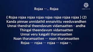 Roja Roja song lyrics song by PUnnikrishnan [upl. by Inaffyt155]