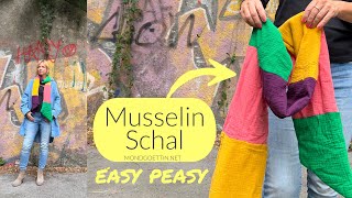 EASYPEASY ✂️ Schal aus Musselin nähen Nähen für Anfänger kostenlose Anleitung [upl. by Given350]