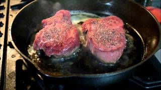 Cooking Filet Mignon in Cast Iron Skillet [upl. by Ibbie]