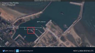 Kaspiysk Port Update  Satellite Imagery After Ukraines Drone Attack Shows Caspian Fleet Dispersed [upl. by Enrobso440]