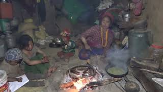 Nepali village  Cooking potatoes and molasses vegetables in the village [upl. by Aldora684]