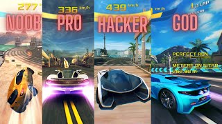 Asphalt 8 Noob vs Pro vs Hacker vs God [upl. by Ahsropal]