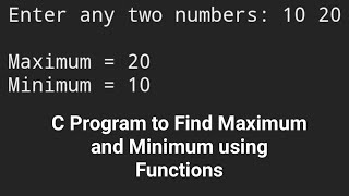 C Program to Find Maximum and Minimum using Functions codingtutorial [upl. by Loralyn]