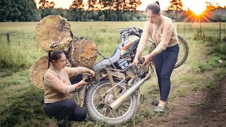 The girl went up the hill to rescue and fix the woodcutters broken motorbike [upl. by Lenej364]