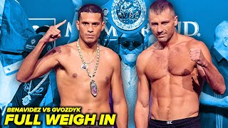 David Benavidez vs Oleksandr Gvozdyk Full Weigh in amp Face Off Video [upl. by Attena582]