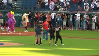 MGK throws out first pitch to crowd [upl. by Jempty]