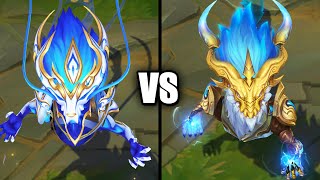 Porcelain Protector Aurelion Sol vs Storm Dragon Aurelion Sol Skins Comparison League of Legends [upl. by Esinahs400]