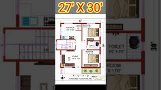 27 X 30 House Plans  North Facing 27X30 House Plan  27 by 30 Home Design [upl. by Adriel281]