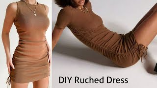 Diy Ruched Dress  Drawstring  Free Dress Pattern [upl. by Blisse470]