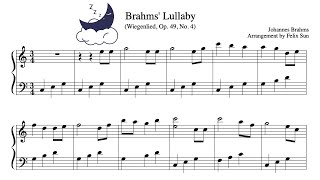 Brahms Lullaby Wiegenlied  Piano Solo  Sheet Music  Arr Felix Sun [upl. by Enerual904]