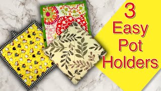 3 Easy Pot Holders  The Sewing Room Channel [upl. by Atteroc]